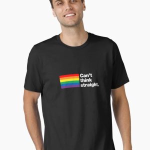 Can't think straight _ 6 Colour Rainbow Flag Edition Essential T-Shirt - Image 1