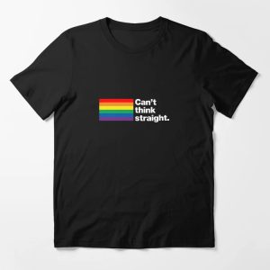 Can't think straight _ 6 Colour Rainbow Flag Edition Essential T-Shirt - Image 3