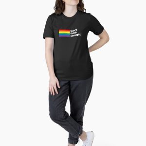 Can't think straight _ 6 Colour Rainbow Flag Edition Essential T-Shirt - Image 4